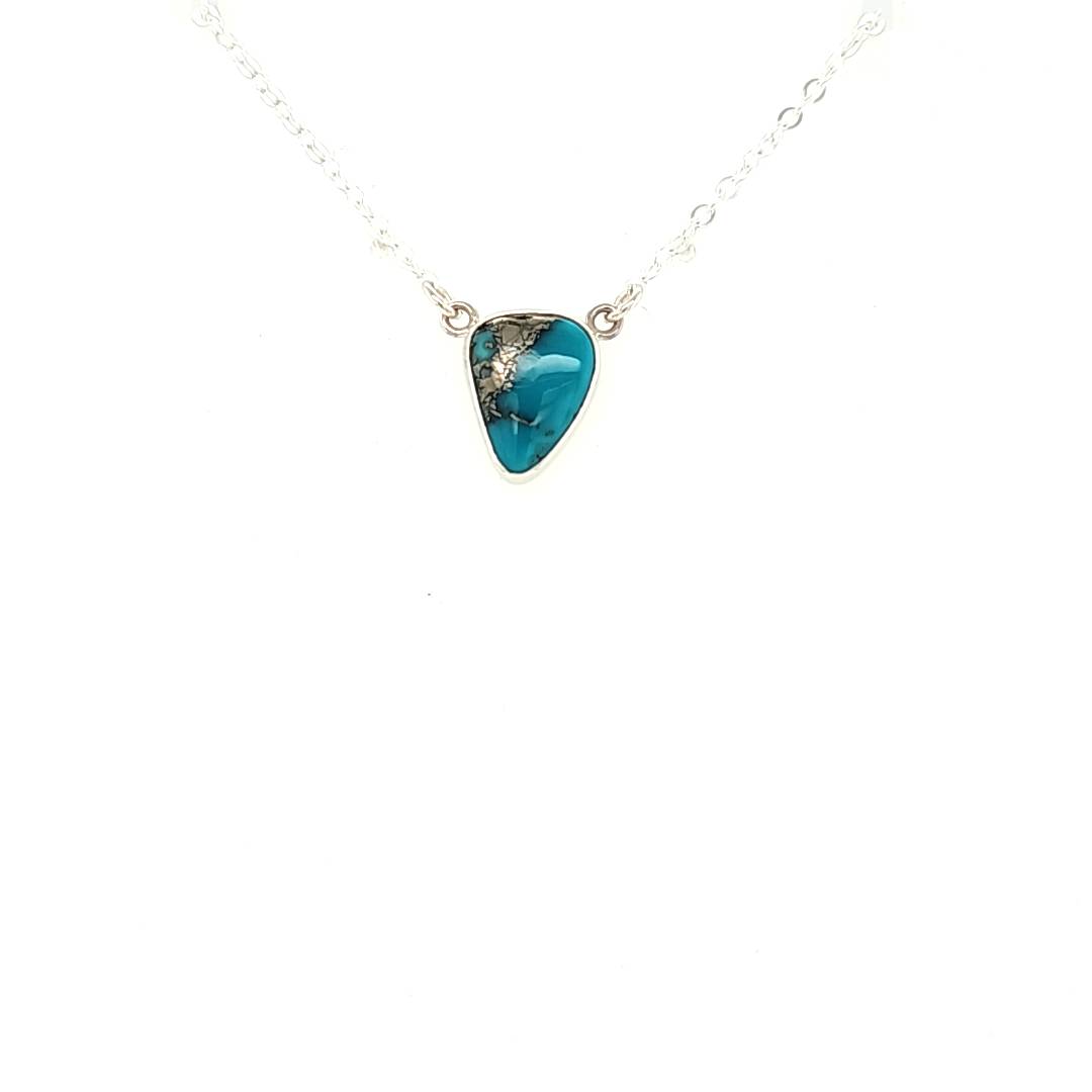Nevada Blue Turquoise triangle Necklace