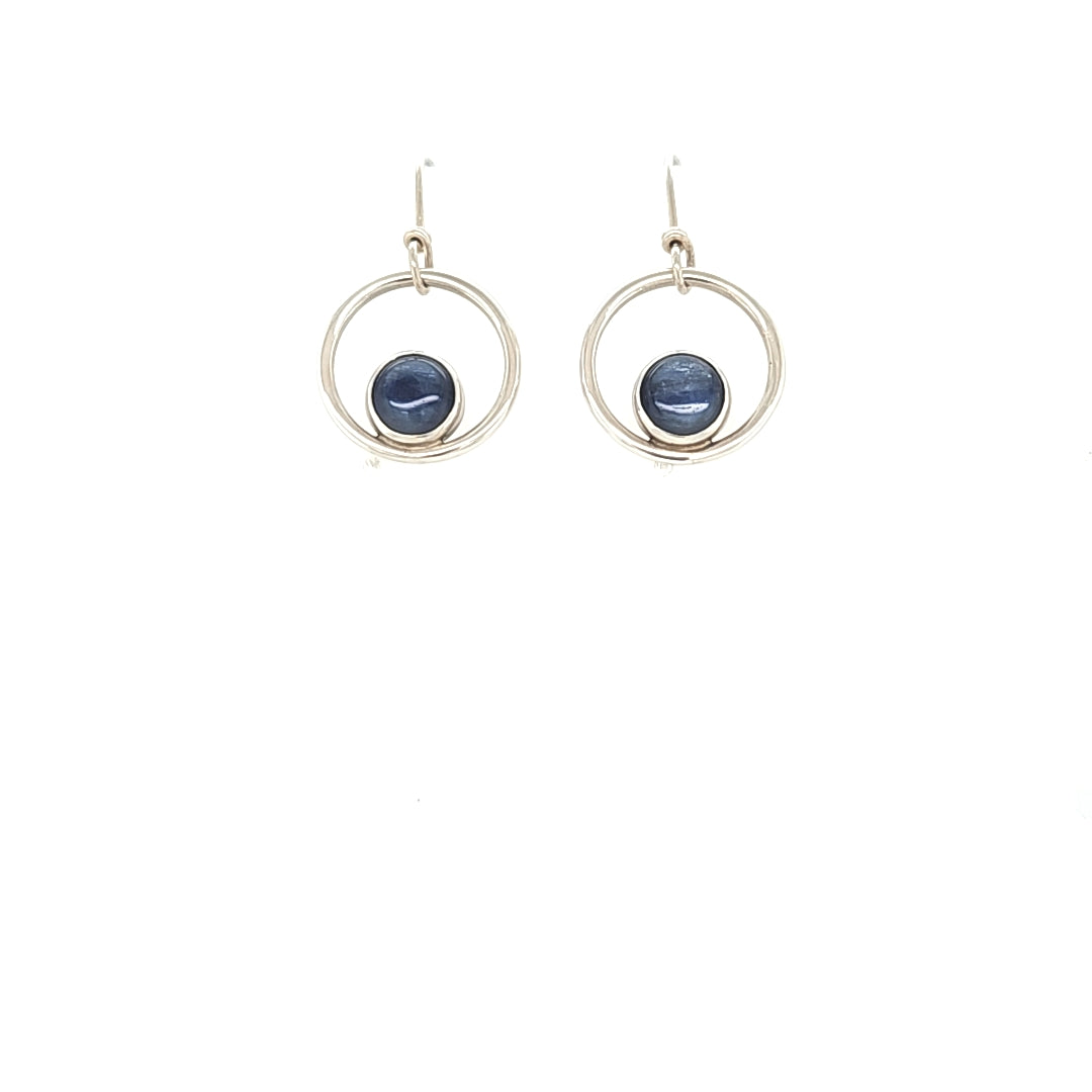 Sterling silver hoop earrings with Kyanite