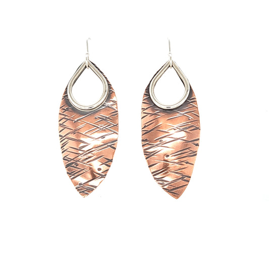 Copper and Silver Leaf Earrings