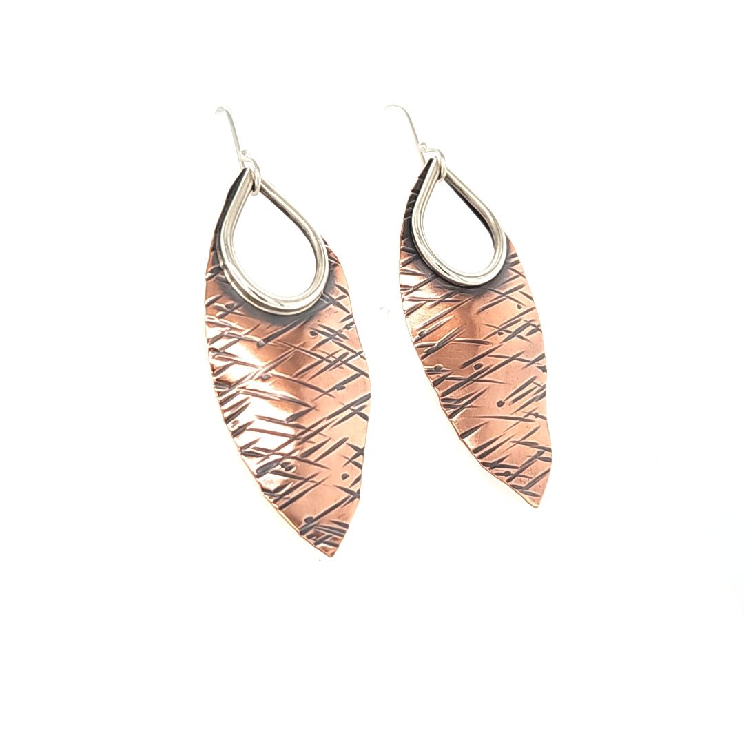 Copper and Silver Leaf Earrings