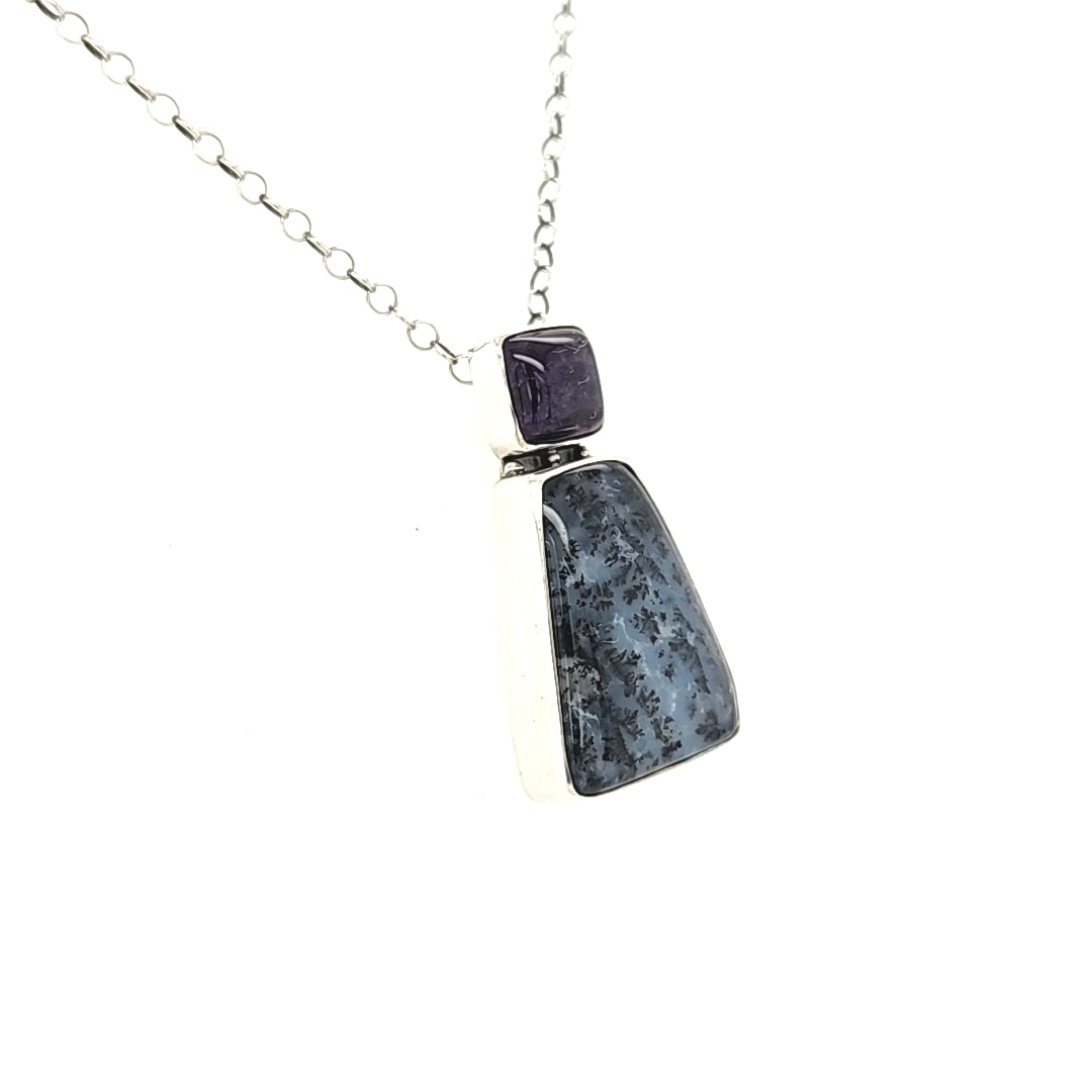 Dendritic opal and Amethyst Necklace