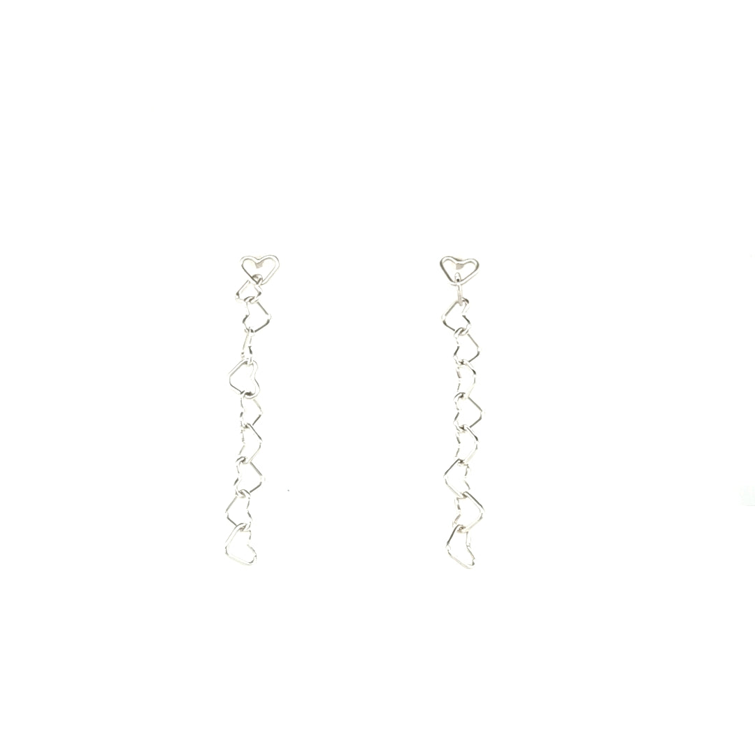 Heart chain post earrings