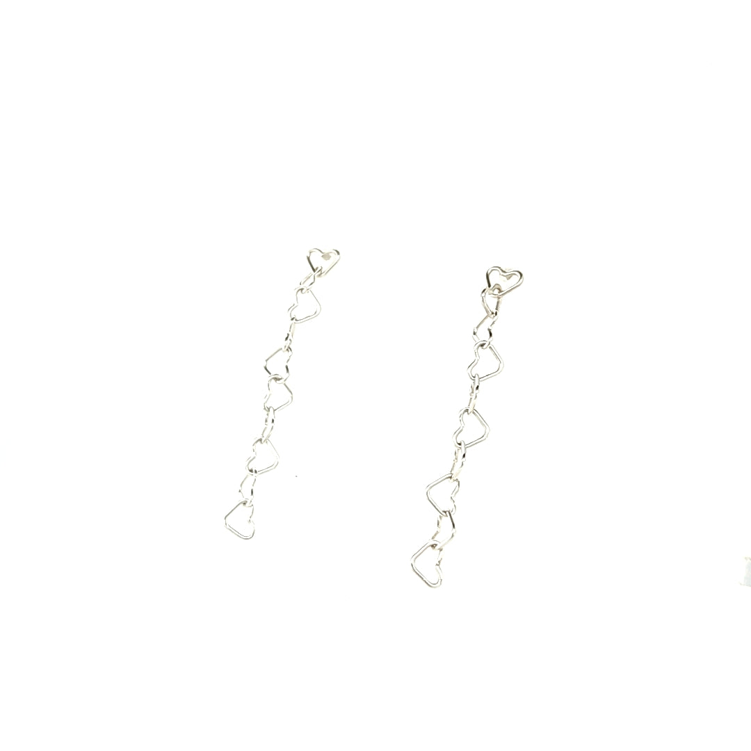 Heart chain post earrings