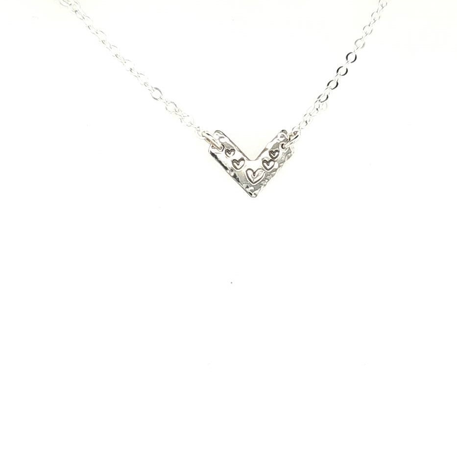 Heart Stamped Chevron Necklace