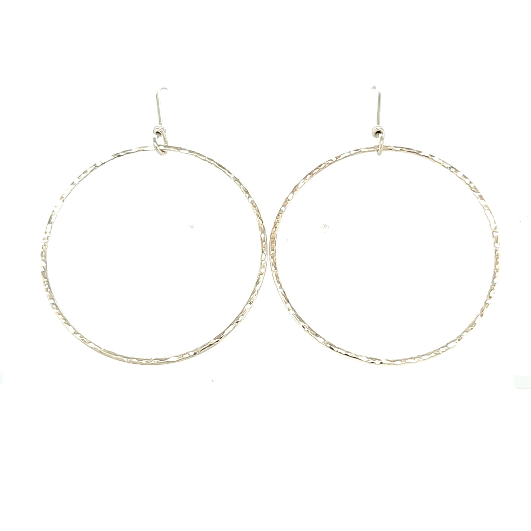 Large Sparkle Silver Hoop Earrings