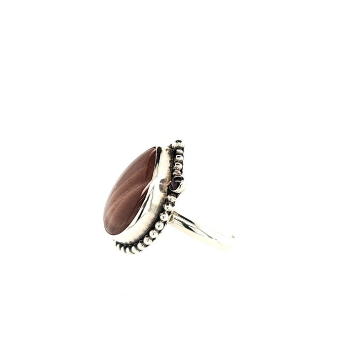 Sunstone and Garnet Ring with silver accents