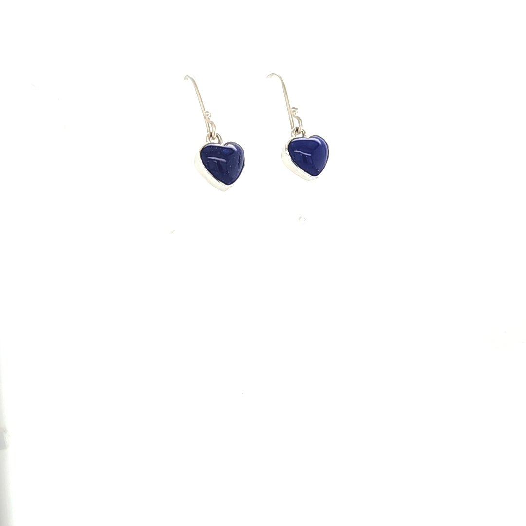 Tiny Lapis Heart Earrings