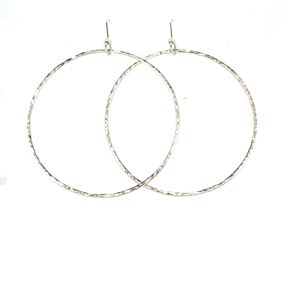 Extra Large Sparkly Silver Hoop Earrings
