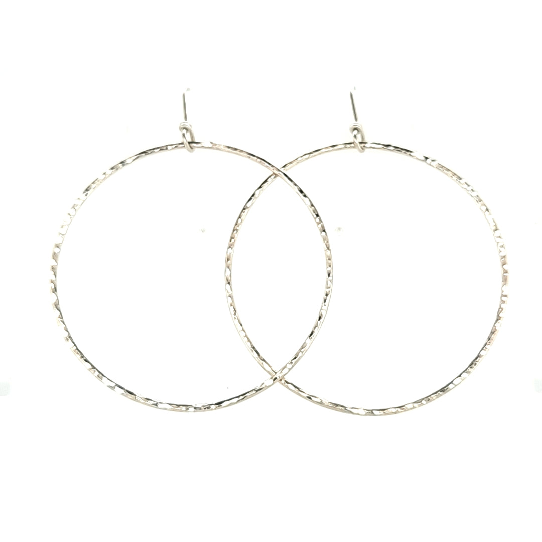 Extra Large Sparkly Silver Hoop Earrings