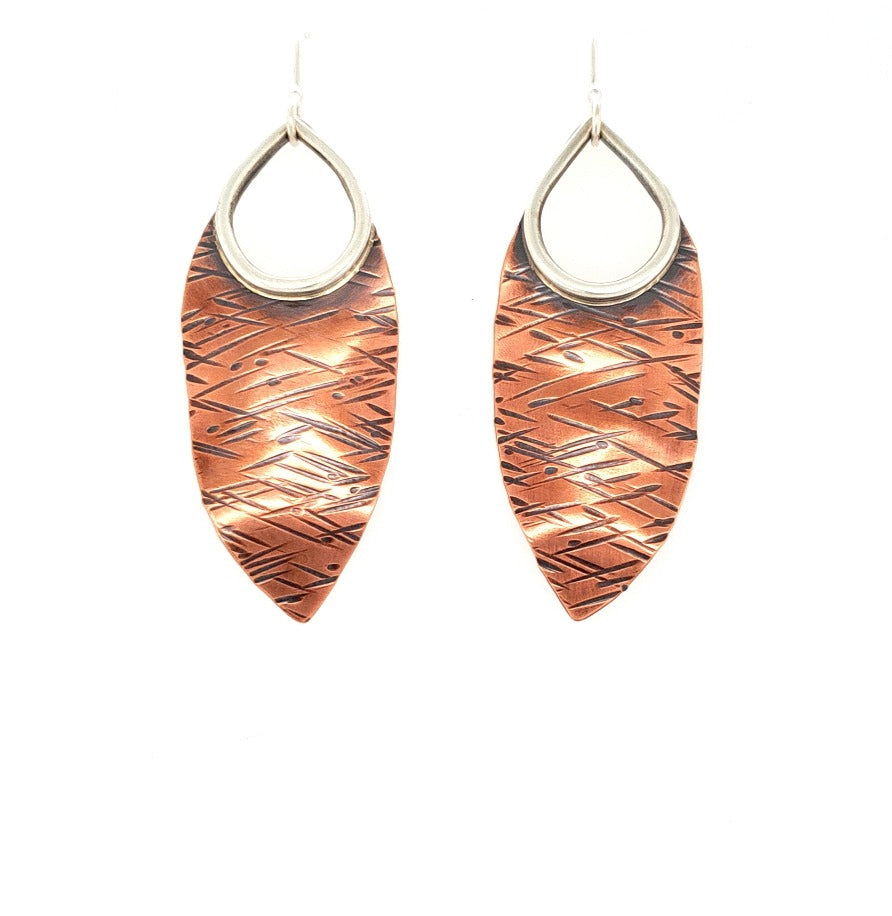 Copper and Silver Leaf Earrings