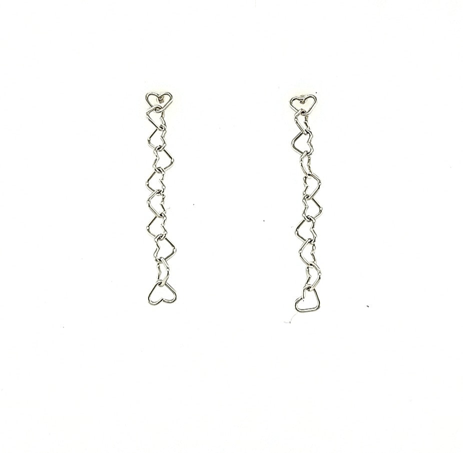 Heart chain post earrings