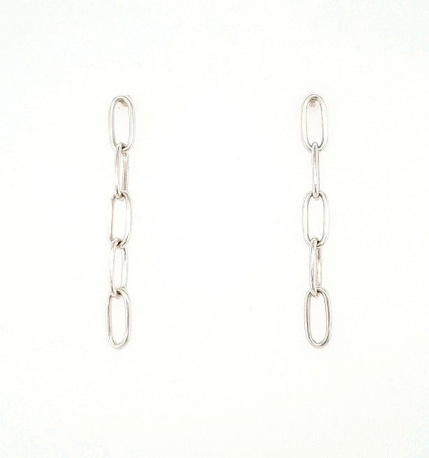 Tiny Sterling Silver Paperclip Chain post Earrings - plain
