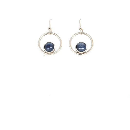 Sterling silver hoop earrings with Kyanite