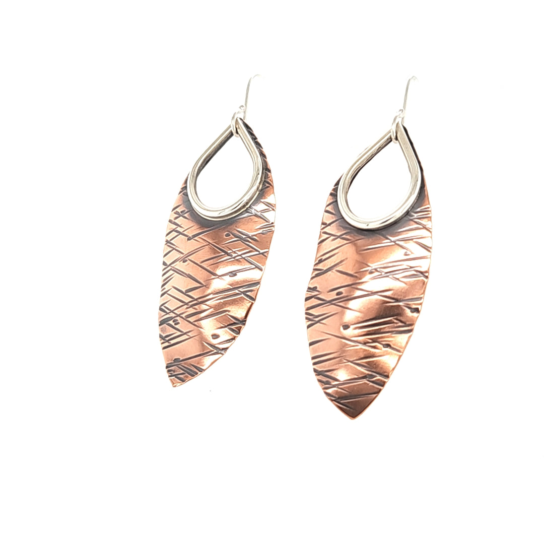 Copper and Silver Leaf Earrings