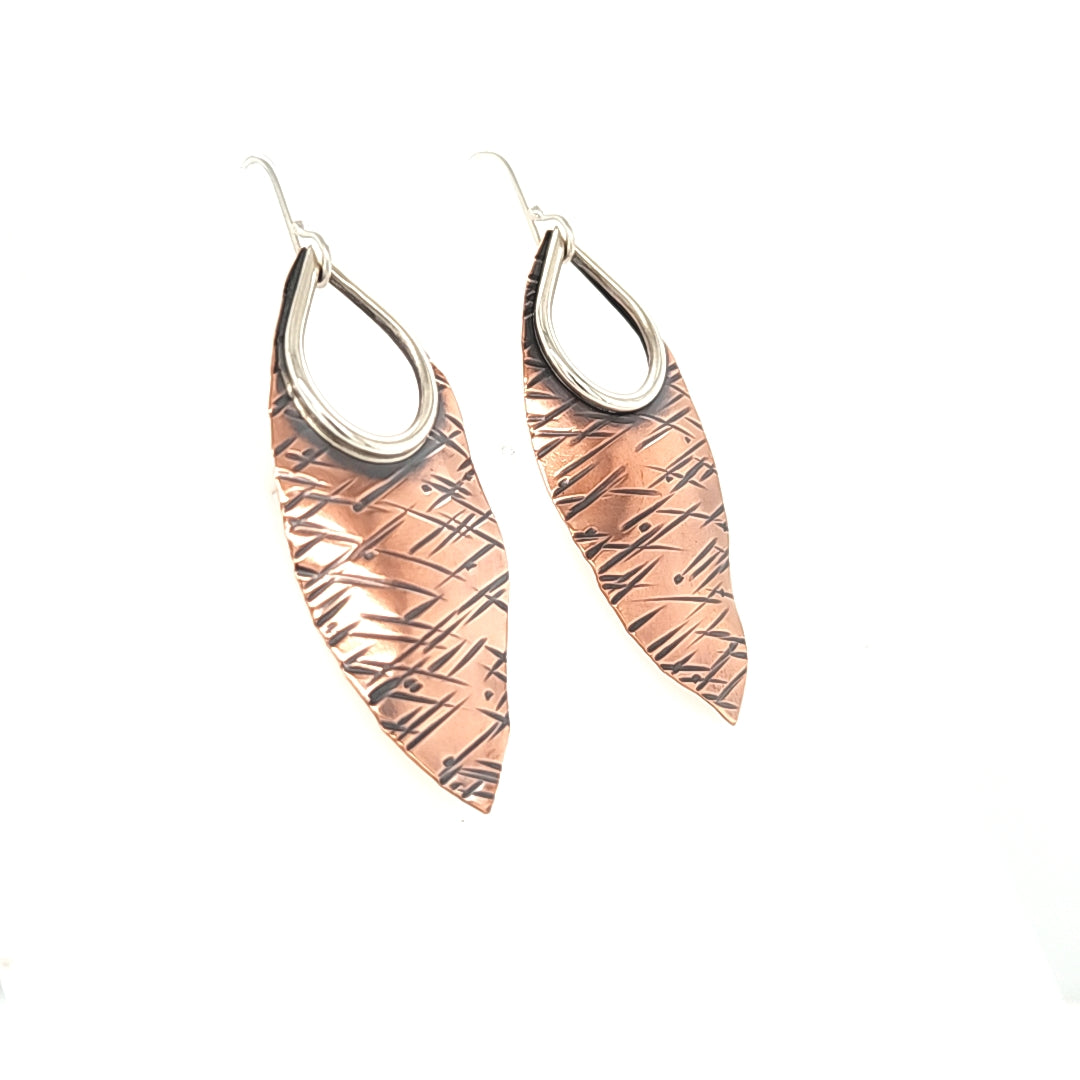 Copper and Silver Leaf Earrings