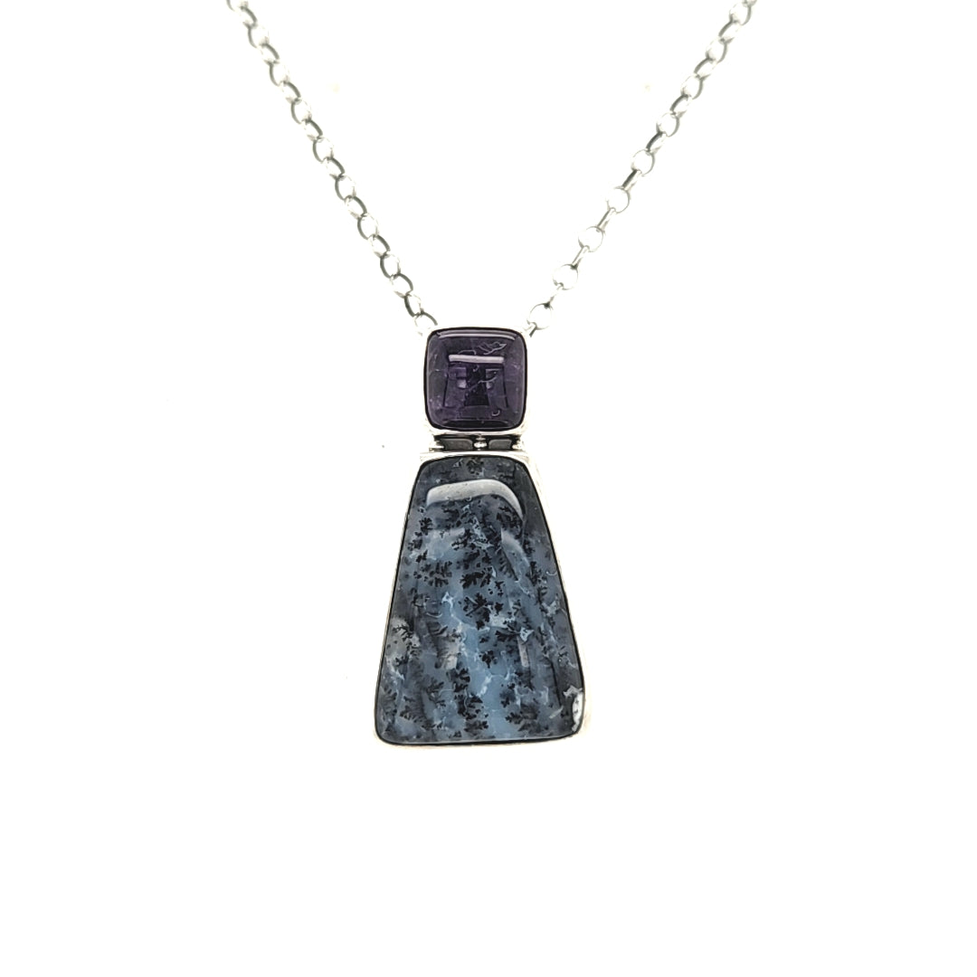 Dendritic opal and Amethyst Necklace