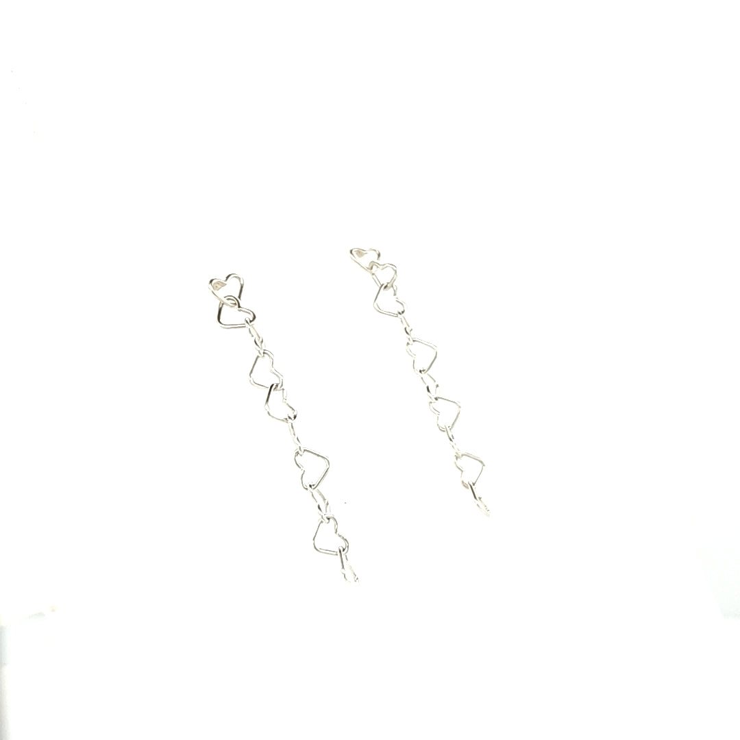 Heart chain post earrings