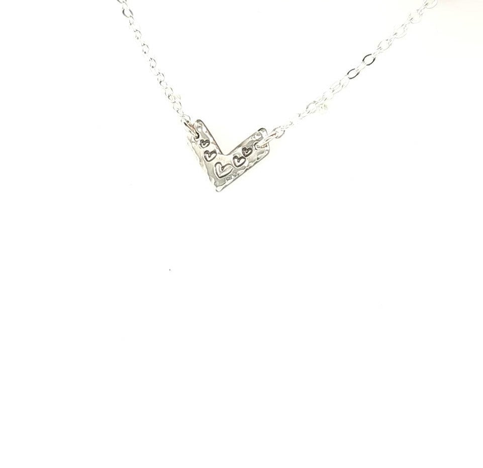 Heart Stamped Chevron Necklace