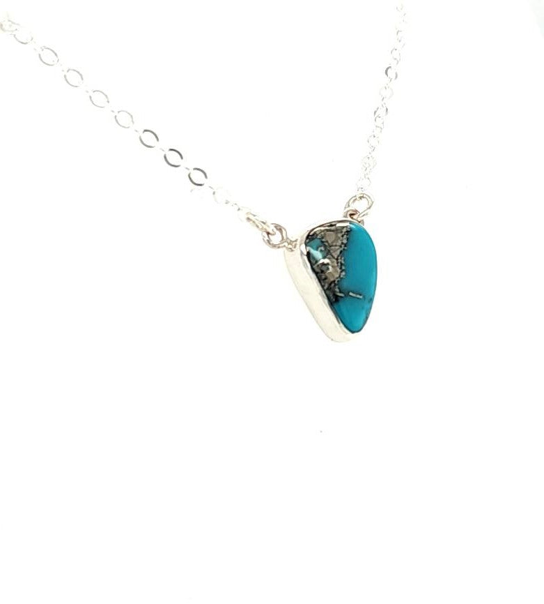 Nevada Blue Turquoise triangle Necklace