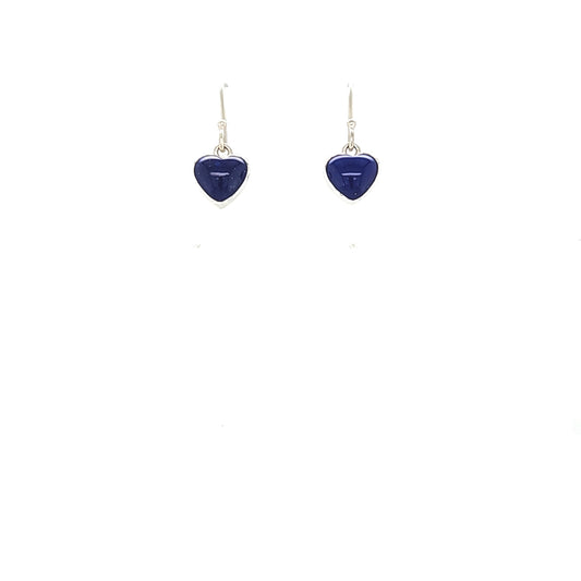 Tiny Lapis Heart Earrings