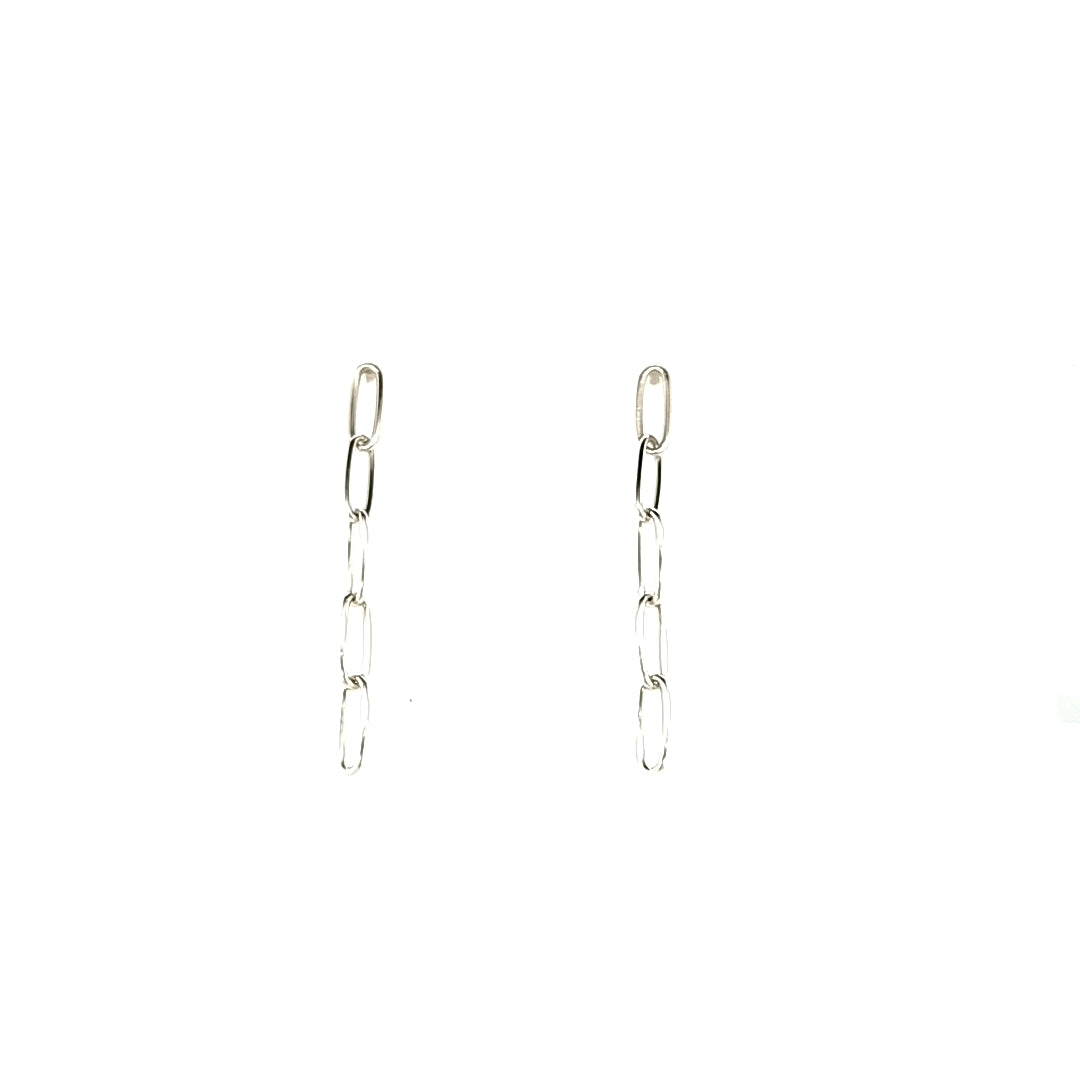 Tiny Sterling Silver Paperclip Chain post Earrings - plain