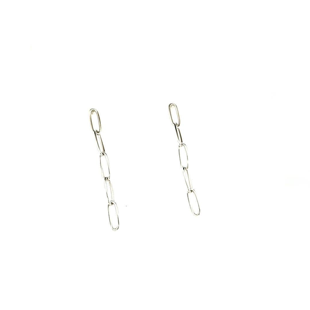 Tiny Sterling Silver Paperclip Chain post Earrings - plain
