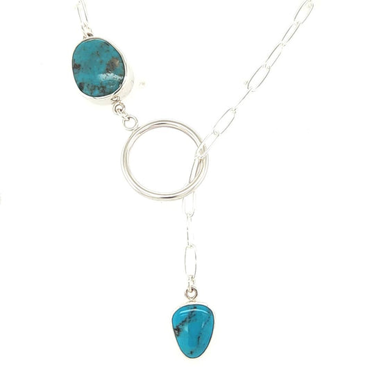 American Turquoise Lariat Necklace