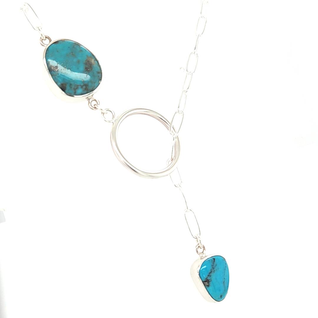 American Turquoise Lariat Necklace