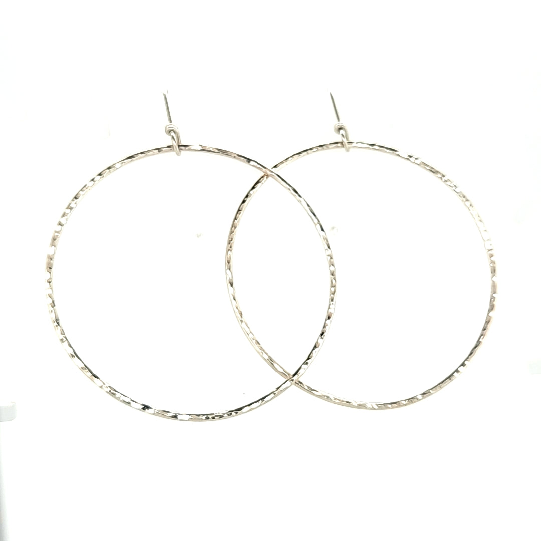 Extra Large Sparkly Silver Hoop Earrings