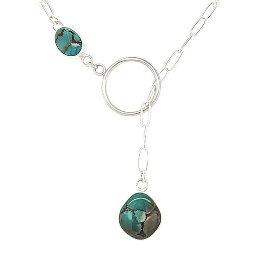 American Turquoise Lariat Necklace